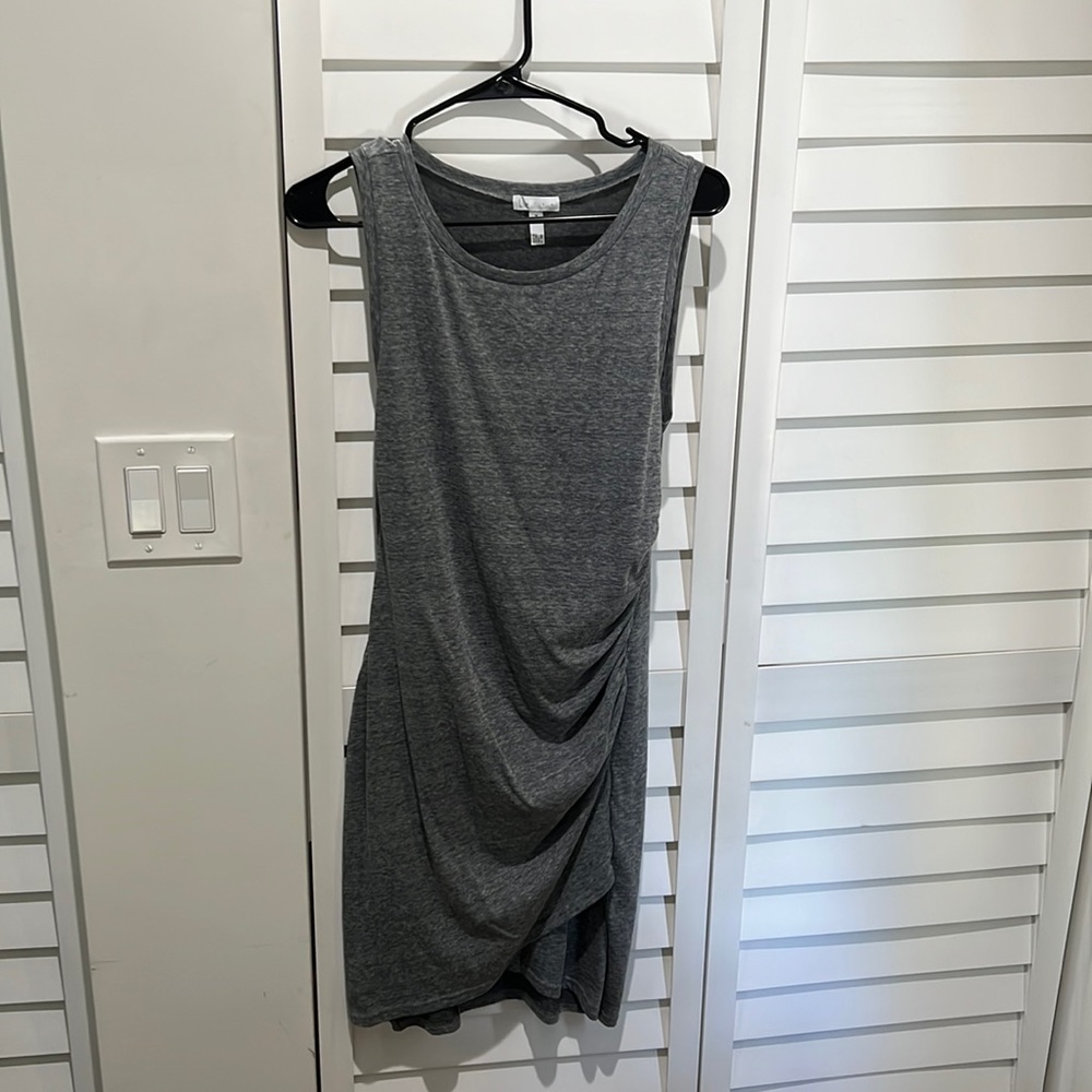 Gray Body Con Ruched Dress